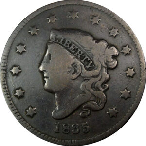 1835 Small 8 & Stars Coronet Head Large Cent - VG