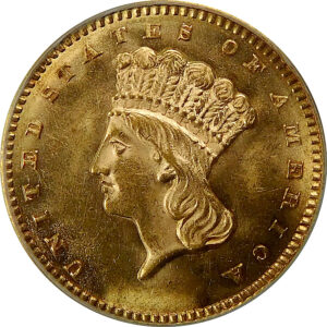1862 $1 Gold Indian Princess Head Dollar - PCGS MS 63