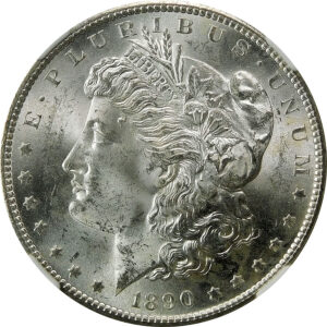 1890-S Morgan Silver Dollar - NGC MS 63 - David J. Ryder Signed Label