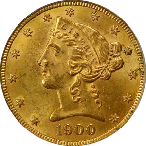 1900 $5 Gold Liberty Head Half Eagle - PCGS MS 62