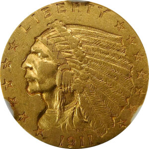 1911-D Strong D $2.5 Gold Indian Head Quarter Eagle - NGC AU 55