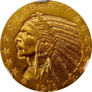 1913 $5 Gold Indian Head Half Eagle - NGC MS 65