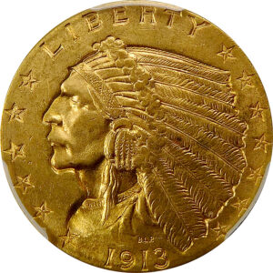 1913 $2.5 Gold Indian Head Quarter Eagle - PCGS MS 64 - CAC