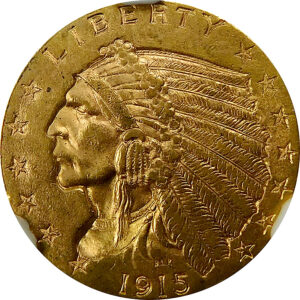 1915 $2.5 Gold Indian Head Quarter Eagle - NGC MS 63