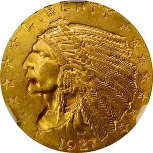 1927 $2.5 Gold Indian Head Quarter Eagle - NGC MS 64