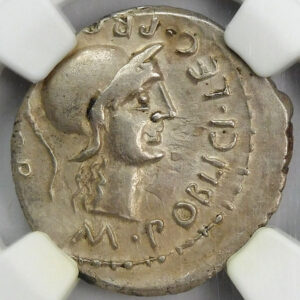 Roman Imperatorial - Pompey Jr. (46-45 BC) - Silver Denarius - NGC CH XF