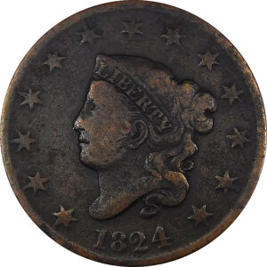 1824 Coronet Head Large Cent - VG
