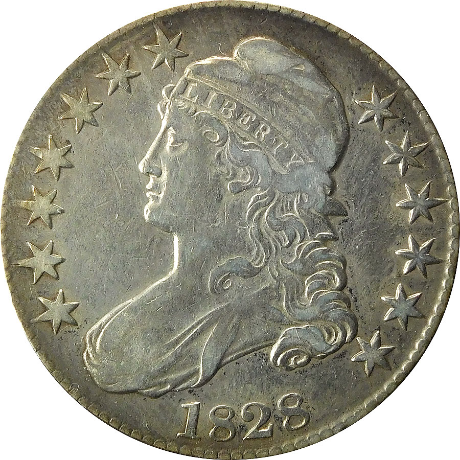 1828 Square Base 2 Capped Bust Half Dollar - VF