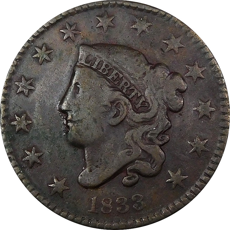 1833 Coronet Head Large Cent - VG