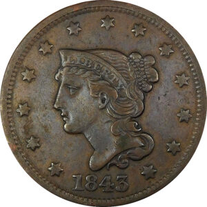 1843 Braided Hair Large Cent - VF 30