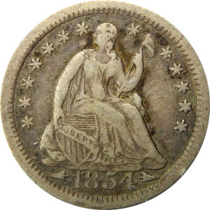 1854-O Arrows Seated Liberty Half Dime - VF+