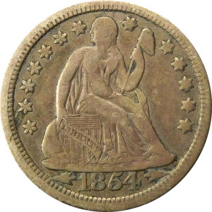 1854 Arrows Seated Liberty Dime - XF 40