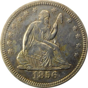 1856 Seated Liberty Quarter - AU 50