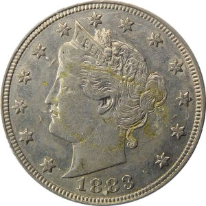 1883 No Cents Liberty Head Nickel - AU 55