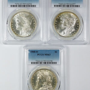 1898-O, 1899-O & 1900-O Morgan Silver Dollar Set - PCGS MS 63