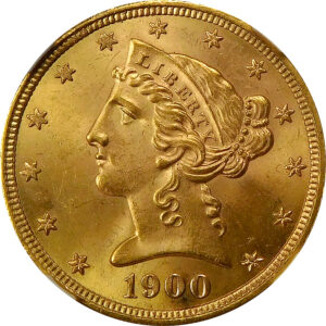 1900 $5 Gold Liberty Head Half Eagle - NGC MS 64
