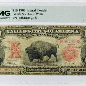 1901 $10 Bison Legal Tender U.S. Note - Fr#122 - PMG 20 Very Fine