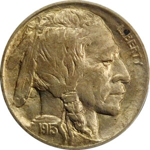 1913 Ty 1 Buffalo Nickel - AU 58