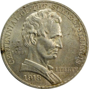 1918 Illinois Centennial Commemorative Silver Half Dollar - AU
