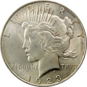 1923-D Peace Silver Dollar - MS 62