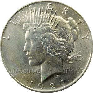 1927-D Peace Silver Dollar - AU 58