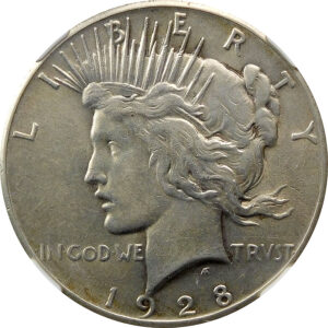 1928 Peace Silver Dollar - NGC AU 53