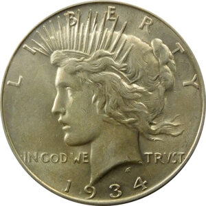 1934 Peace Silver Dollar - AU 58